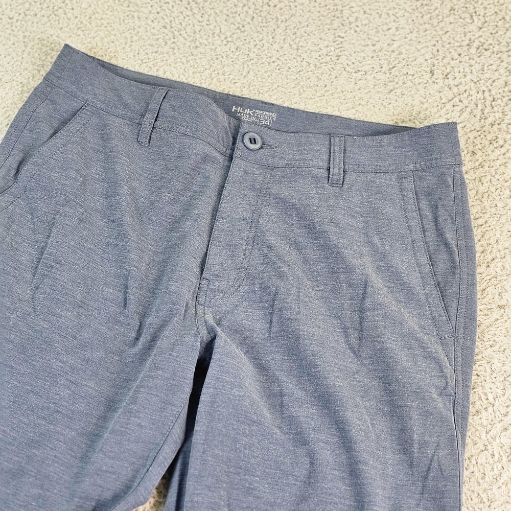 Huk Pants Mens 34x31 Blue Stretch Fishing Khakis Performance Casual Outdoor